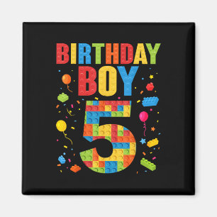 Imán Cumpleañero Niño De 5 Años Bloques De Construcción
