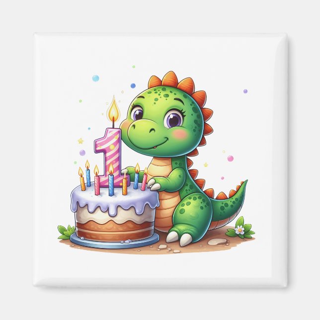 Imán Cumpleaños 1º de Dino (Frente)