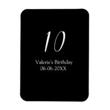 cumpleaños 10 años blanco negro nombre fecha calig