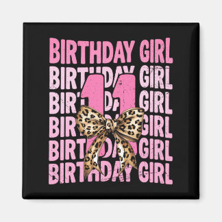 Imán Cumpleaños 11 niña rosa coquette leopardo lazo 11