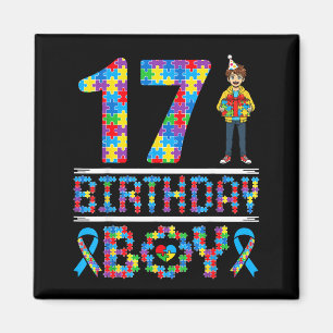 Imán Cumpleaños 17 Conciencia del Autismo Niño Pieza de