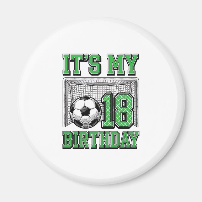 Imán Cumpleaños 18 Fútbol Vintage (Frente)
