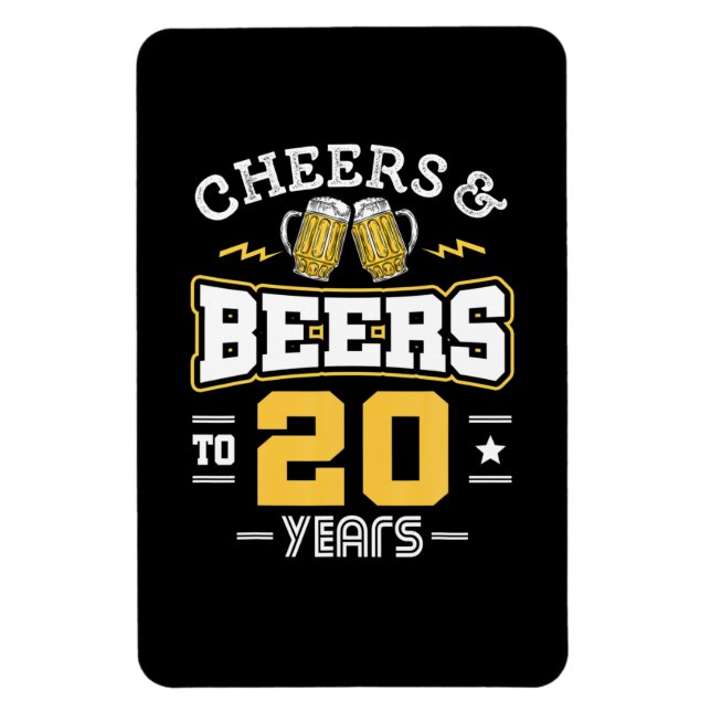 Imán Cumpleaños 20 Cheers Y Cervezas Cumpleaños (Vertical)
