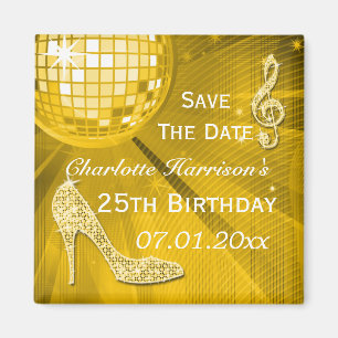 Imán Cumpleaños 25 Sparkly Stiletto Heel Save The Date