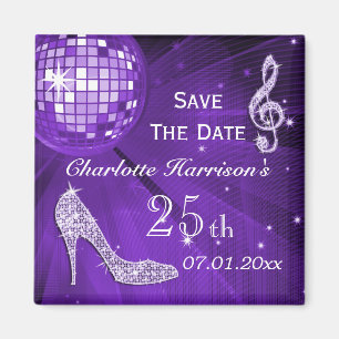 Imán Cumpleaños 25 Sparkly Stiletto Heel Save The Date