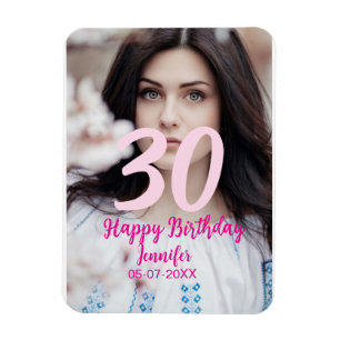 Imán cumpleaños 30 agregar nombre fecha año foto blanca