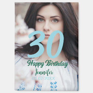 Imán cumpleaños 30 agregar nombre fecha año foto blanca