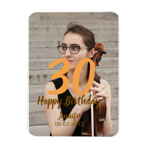 Imán cumpleaños 30 agregar nombre fecha año foto blanca