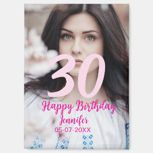 Imán cumpleaños 30 añadir nombre fecha año foto blanca