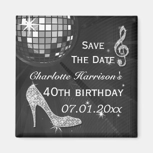 Imán Cumpleaños 40 Sparkly Stiletto Heel Save The Date