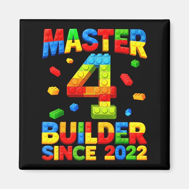 Imán Cumpleaños 4 del maestro constructor 2022 4 años (Frente)