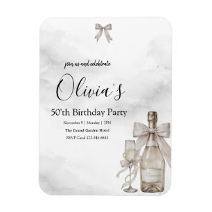 Imán Cumpleaños 50 Minimalista Elegante Coqueta Negra