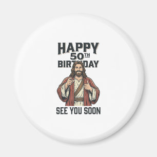 Imán Cumpleaños 50 te vemos pronto Diseño de humor reli