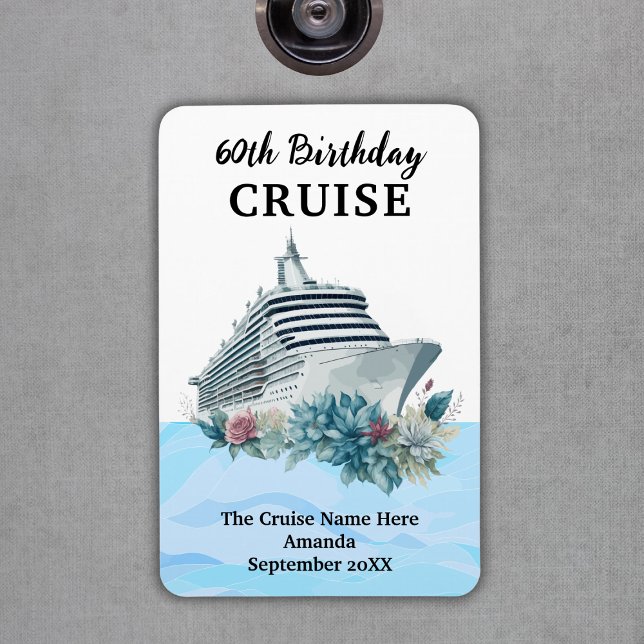 Imán Cumpleaños 60 personalizado Crucero Puerta de la c (Custom 60th Birthday Cruise Cabin Door Magnet
)