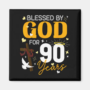 Imán Cumpleaños 90 Bendecido Por Dios Por 90 Años Cumpl