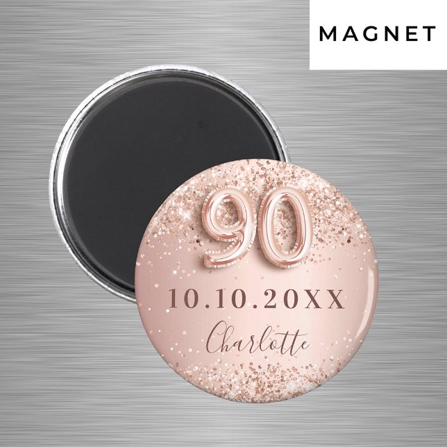 Imán Cumpleaños 90 rosa oro salmón save the date (Subido por el creador)