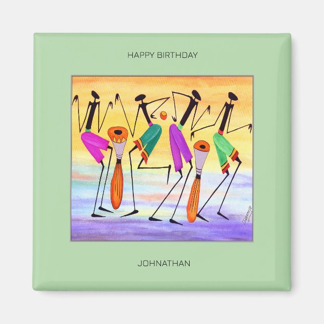 Imán Cumpleaños, acuarela Awesome Happiness (Frente)