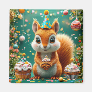 Imán Cumpleaños adorable de la ardilla