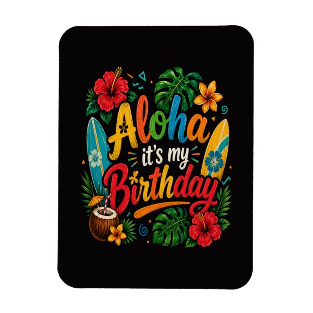 Imán Cumpleaños Aloha Hibisco Hawái (Vertical)