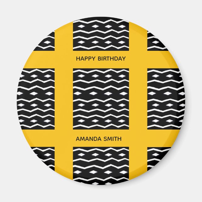 Imán Cumpleaños, arte africano Naranja de patrones étni (Frente)