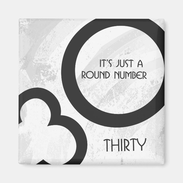 Imán Cumpleaños Blanco 30 Décadas (Frente)