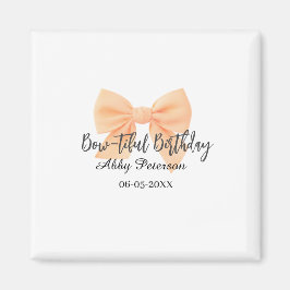 Imán Cumpleaños bow-tiful naranja lazo nombre fecha sim