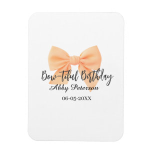Imán Cumpleaños bow-tiful naranja lazo nombre fecha sim