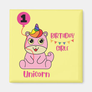 Imán cumpleaños chica de unicornio