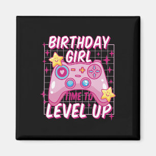 Imán Cumpleaños Chica Tiempo de Nivel de Videojuego Cum