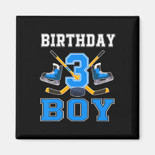 Imán Cumpleaños de 3 años niño hockey sobre hielo 3ra f