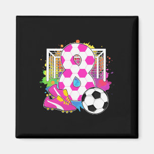 Imán Cumpleaños de 8 años niña 8 cumpleaños fútbol tema