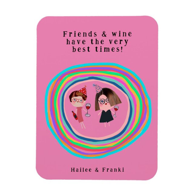 Imán Cumpleaños de Amigos y Vinos (Vertical)