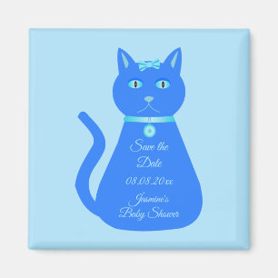 Imán Cumpleaños de bebé gato azul lindo niño personaliz