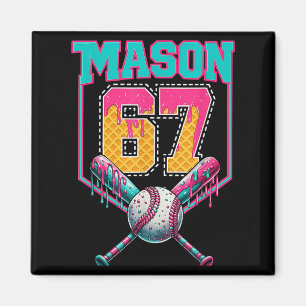 Imán Cumpleaños de béisbol con goteo de helado Mason 67