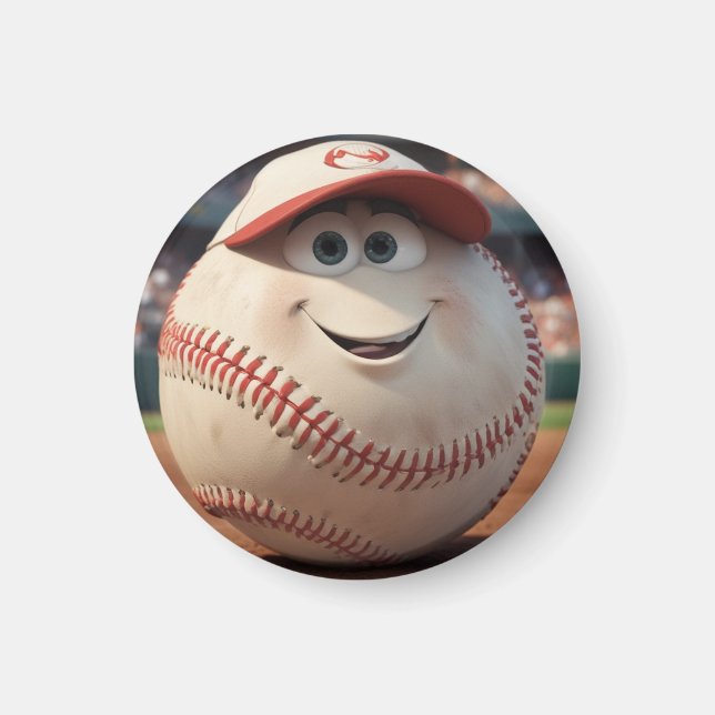 Imán Cumpleaños de béisbol de dibujos animados (Frente)