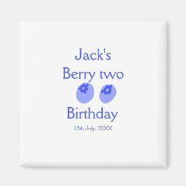 Imán Cumpleaños de Berry dos azul agregar nombre fecha 