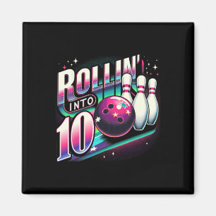 Imán Cumpleaños de bolos Rodando en 10 Fiesta Cumpleaño