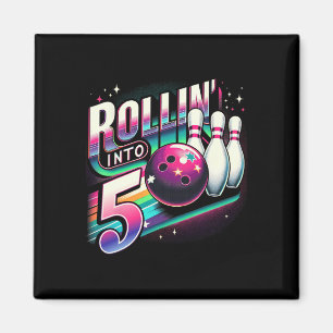 Imán Cumpleaños de bolos Rodando en 5 Fiesta Cumpleaños