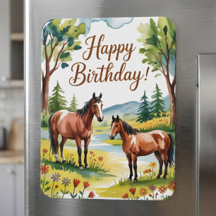 Imán Cumpleaños de caballo personalizado adorable acuar