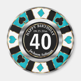 Imán Cumpleaños de Casino Chip Las Vegas - Azul turques