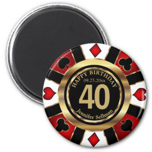 Imán Cumpleaños de Casino Chip Las Vegas - Red Magnet