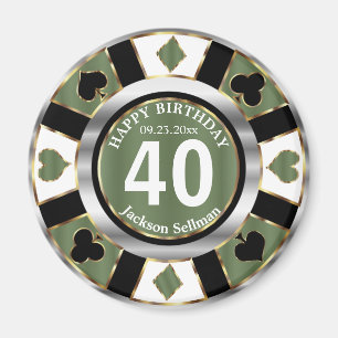 Imán Cumpleaños de Casino Chip Las Vegas - Verde