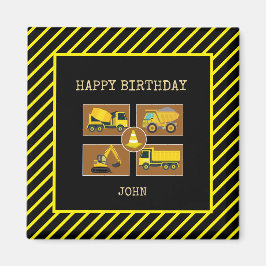 Imán Cumpleaños de Construcción Nombre Personalizado Ni