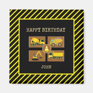 Imán Cumpleaños de Construcción Nombre Personalizado Ni
