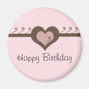 Imán Cumpleaños de corazón de chocolate rosa
