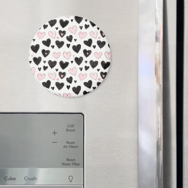 Imán Cumpleaños de Corazones Negros Rosados (In situ (nevera))