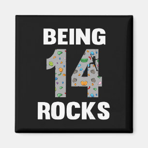 Imán Cumpleaños de escalador de rocas de 14 años 14º es
