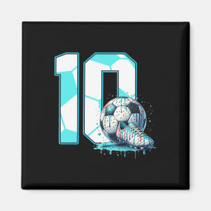 Imán Cumpleaños de fútbol 10 cumpleaños de 10 años de h