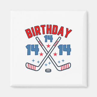 Imán Cumpleaños De Hockey Sobre Hielo Catorce Niño 14º
