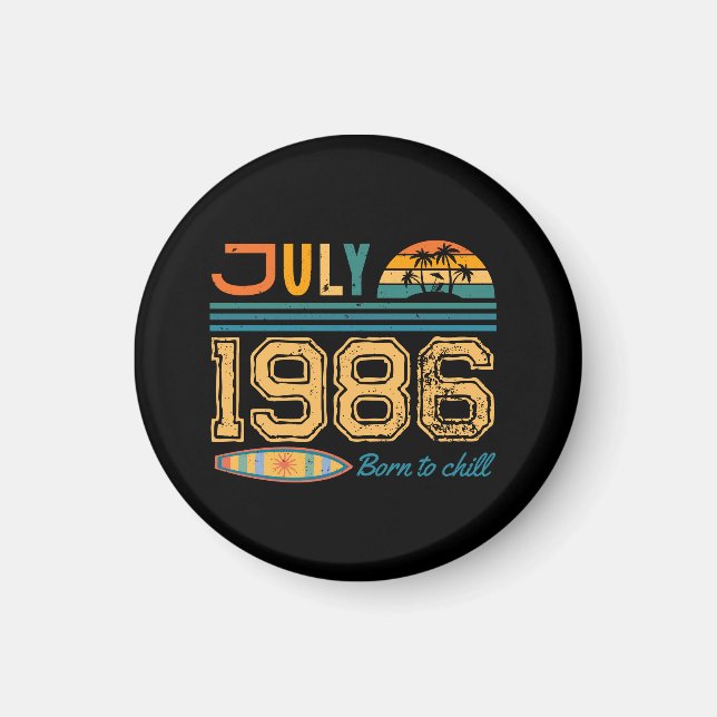 Imán Cumpleaños de Julio Año Personalizado (Frente)